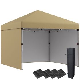 Outsunny 10' x 10' Pop Up Canopy Tent with 3 Sidewalls, Leg Weight Bags and Carry Bag, Height Adjustable