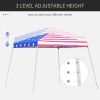 Outsunny Slant Leg Pop Up Canopy Tent with American Flag Roof and Carry Bag, Beach Canopy Instant Sun Shelter, Height Adjustable