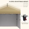 Outsunny 10' x 10' Pop Up Canopy Tent with 3 Sidewalls, Leg Weight Bags and Carry Bag, Height Adjustable