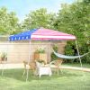 Outsunny Slant Leg Pop Up Canopy Tent with American Flag Roof and Carry Bag, Beach Canopy Instant Sun Shelter, Height Adjustable