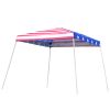 Outsunny Slant Leg Pop Up Canopy Tent with American Flag Roof and Carry Bag, Beach Canopy Instant Sun Shelter, Height Adjustable