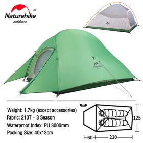 Naturehike Cloud Up 3 Upgraded Tent Ultralight Camping Tent Waterproof Outdoor Hiking Travel Tent Backpacking Cycling Tent (Color: 2 Person Green)