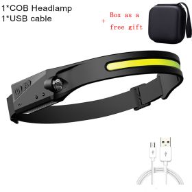 ZK30 Mini Headlamp COB LED Forehead Flashlight Torch Lighting Waterproof Bike Bicycle Front Light For Outdoor Hunting Fishing (Plug Type: AU, Emitting Color: A)