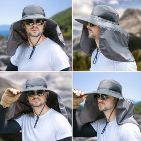 Wide Brim Sun Screen Hat With Neck Flap cap For Men & Women (Color: Khaki, size: 58-60cm/22.83-23.62in)