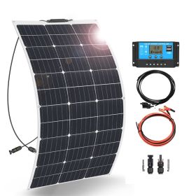 Xinpuguang 100 W flexible solar panel kit complete 12 v 100 watt 120w 200w camping Home Yacht RV Caravan Boat Battery Charger (Color: 12V100W Solarkit)