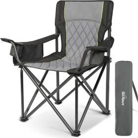 Heavy Duty Camping Chairs Support 800lbs Oversized Adults Foldable Camping Chair with Full Padded for Outdoor, Beach,Lawn Sports (Color: Black)